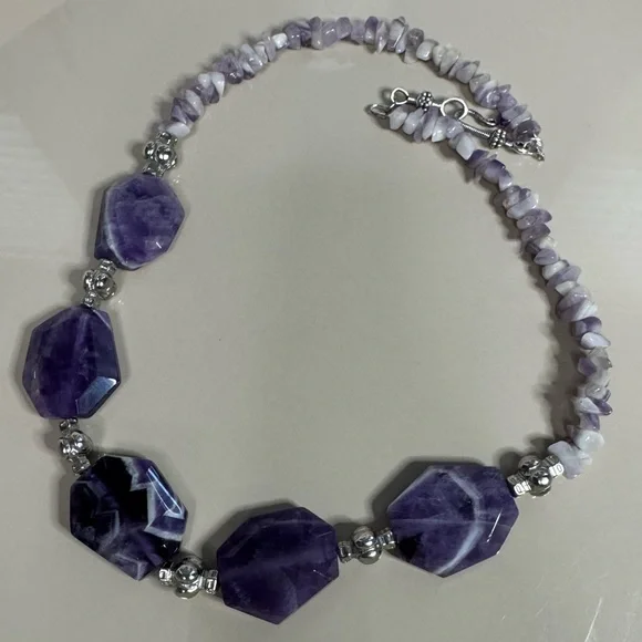 Hand-crafted Chevron Amethyst Necklace